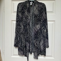 Chico&#39;s Animal Print Open Front Cardigan Duster Gray Black Lightweight 2... - $23.76