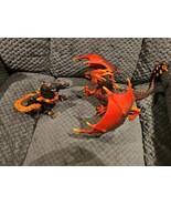 Schleich Eldrador Creatures Lava Red Dragon &amp; Hell Hound Lot Of 2 Fantas... - £39.44 GBP