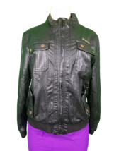 Coogi Black Leather Cafe Racer Motorcycle Jacket Size L (14 / 16)  - £23.70 GBP