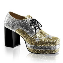 GLAM02/S-GG Men&#39;s 80&#39;s Glam Rocker Glitter Platform Disco Pimp Costume S... - $85.95