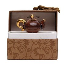 Messengers Brown Teapot Glass with 24 Karat Gold - Thank You - £22.55 GBP