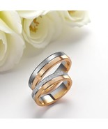 Two Tone Wedding Bands-5mm Wedding Bands Set-Matching Rings-Engrave Band... - €1.030,54 EUR+