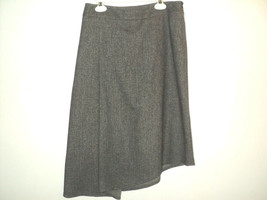 &#39;S Max Mara Skirt Size 4 Gray Asymmetrical Hem Herringbone Wool Blend Po... - $38.45