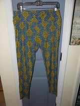 LuLaRoe Blue and Gold Print Leggings Size Tall and Curvy Women&#39;s EUC - £16.45 GBP