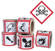 GHS/HazCom 2012: Pictogram Label Skull and Crossbones 4&quot; x 4&quot; (Roll of 500) - £48.09 GBP