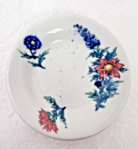 Vintage Floral Restaurant Ware Ironstone Butter Pat Blue Stocks &amp; Pink F... - $16.34