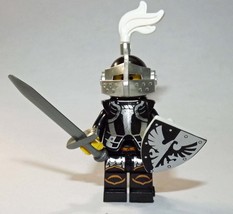 Black and White Knight soldier Castle army crusades Custom Minifigure - £3.35 GBP
