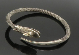 MIDDLE EAST 925 Silver - Vintage Dragon Head &amp; Tail Bypass Cuff Bracelet- BT6591 - £113.83 GBP