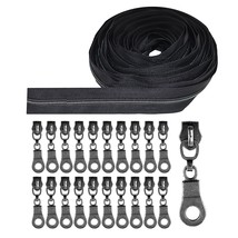 Metallic Zipper By The Yard Bulk 10 Yard Black Zipper Roll For Sewing, U... - $27.48