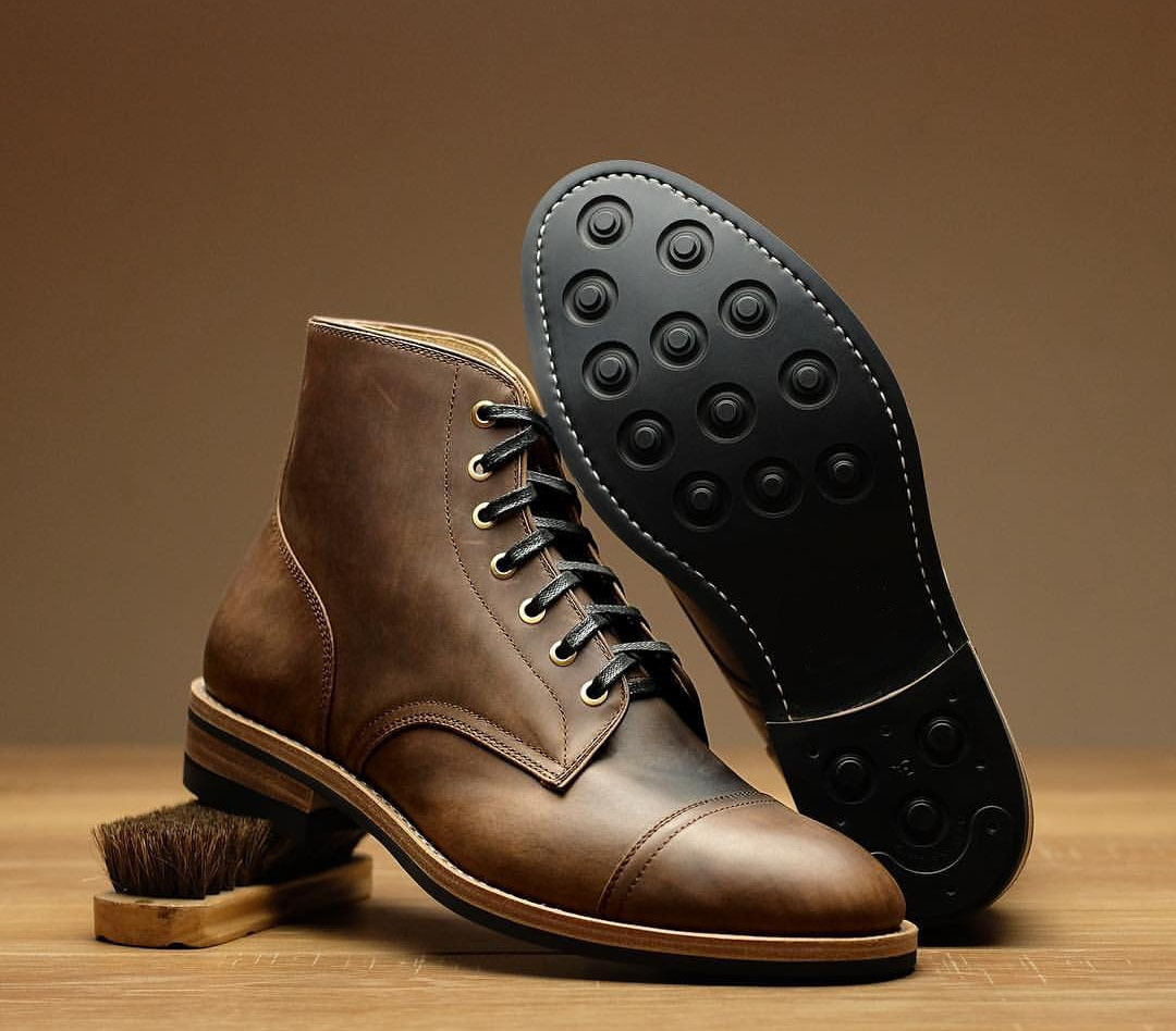 NEW Handmade Men's New Brown Color boot, Men's Cap Toe Lace Up Leather Dress Boo