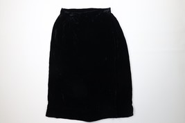 Vintage 50s 60s Streetwear Womens 28 Velvet Velour Full Length Skirt Bla... - $49.45