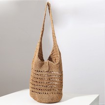 new large-capacity straw woven bag Korean style hollow casual one-shoulder woven - £29.68 GBP