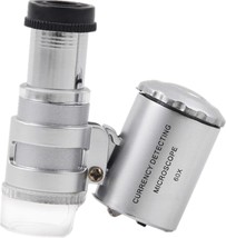Mini Illuminated Microscope Loop Magnifiers, 60X Pocket Portable Jewelers Loupe  - £13.50 GBP
