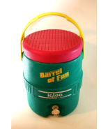 Vintage Igloo Barrel of Fun 2 Gallon Cooler Teal Pink 90s Neon Great Con... - £23.45 GBP