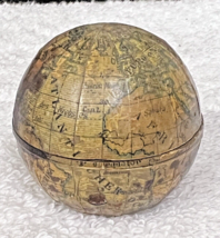 Antique Miniature World Globe Inkwell Traveler paper Over Brass Metal - £75.17 GBP