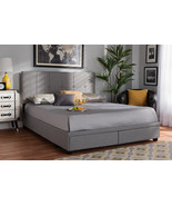 Genevieve Light Gray Fabric Upholstered 2-Drawer King Size Platform Stor... - $14,364.58 MXN