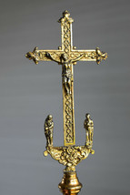 ⭐ antique religious cross on the base - crucifix bronze ⭐ - £50.70 GBP