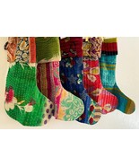 Handmade Kantha BOHO Fabric Christmas Stockings Extra Long 18 Inches Set... - $15.19 CAD+