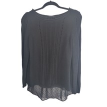 Lucky Brand Sweater Blouse M Womens Black Open Back Crew Neck Pullover Knit Top - £17.39 GBP