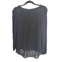 Lucky Brand Sweater Blouse M Womens Black Open Back Crew Neck Pullover K... - £17.39 GBP