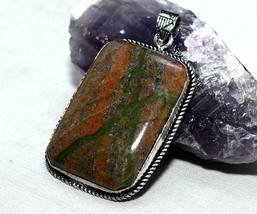 2.2&quot; Natural Bloodstone Gemstone Handmade Pendant Solid 925 Silver Jewelry - £7.43 GBP