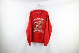 Vintage 90s Mens Large Faded Spell Out Football Couch Potato Cat Sweatshirt Red - £38.75 GBP