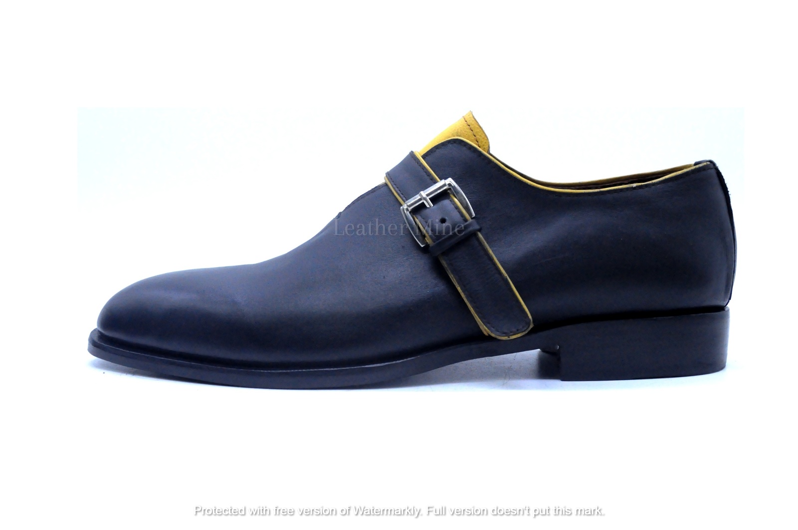 Black Monk Strap Dress Shoes For Men, Genuine Leather Custom Shoes