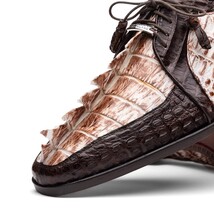 Caribe Rustic Caiman Crocodile Dress Derby's Shoes White / Brown image 4