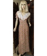 Vintage 1970s Irene Kasmer Calico Tiny Floral Print Maxi Dress Size XS - £47.87 GBP