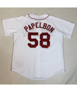 Jonathan Papelbon Boston Red Sox #58 White Baseball Button Up Jersey Size Large - £38.91 GBP