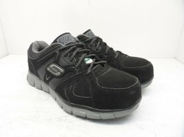Skechers Work Men&#39;s Synergy Ekron Alloy Toe Work Shoes Black/Gray Size 7.5M - £34.27 GBP