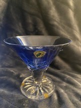 Waterford Lismore Sapphire Blue 4 1/2&quot; TALL Crystal Bowl Clear Footed Base 15... - £98.90 GBP