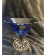 Waterford Lismore Sapphire Blue 4 1/2&quot; TALL Crystal Bowl Clear Footed Ba... - £97.78 GBP