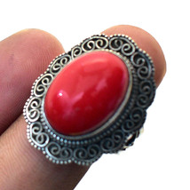 Red Coral Vintage Style Gemstone Ethnic Gifted Wedding Ring Jewelry 9.50" SA 794 - £5.15 GBP