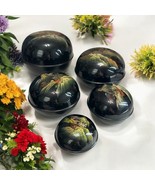 Vintage Set Of 5 Asian Lacquer Round Nesting Bowls Boxes Hand Painted Ga... - £44.49 GBP