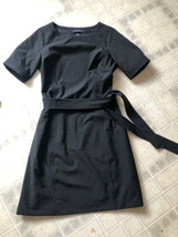 Lands&#39; End Dress 8 Petite Sheath Round Neck Short Sleeve Side Zip Career Dress - £28.16 GBP