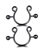 2pcs Black Sexy non Piercing Clip on nipple rings Jewelry for Women - $352.61 MXN