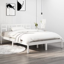 Bed Frame White Solid Wood 150x200 cm King Size - £91.39 GBP