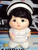Doll Nurse piggy bank ceramic White craft show baby saving - £33.63 GBP