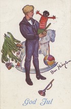 Jack In The Box Old Sweden Golly Black Doll 1916 Small WW1 Postcard - $34.99