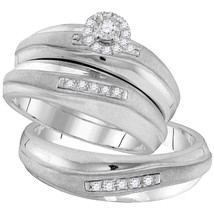 10kt White Gold His &amp; Her Round Diamond Matching Bridal Wedding Ring Set - £529.55 GBP