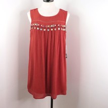 New As U Wish Nadine West Women&#39;s M Boho Embellished Crinkle Tunic Mini Dress - £17.14 GBP