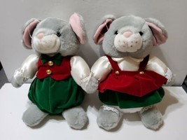 Plush Chris and Merry Mouse Christmas Mice Stuffed 11&quot; Toy Holiday Decor  - £25.88 GBP