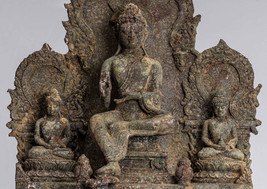 Ancien Indonésien Style Bronze Javanais Protection Statue de Bouddha - 31cm/12 &quot; - £1,886.59 GBP