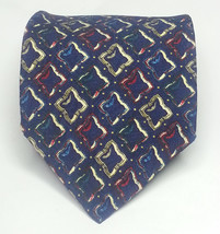 Christian Dior Men Dress Silk Tie Blue with Print 3.75&quot; Wide 60&quot; Long  USA - £30.90 GBP