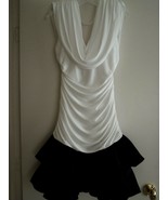 Ladies Cocktail Dress Size M Ruffled Bottom Draped Neckline $250 Value B/W Dress - $33.24