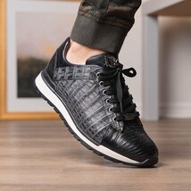 Men's Shoes genuine crocodile and lizard fashion sneaker Portici Gray / Black image 13