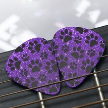 Purple Glitter Pattern Dog Paws Guitar Picks For Acoustic Electric Guitar Medium - £22.28 GBP