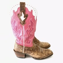 Ariat Pink Caliente Crossfire Women Pink Brown White Cowgirl Western Boots 7.5B - $42.08