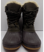 Khombu Kathleen Duck Boots Faux Fur Waterproof Olive Green Size 6M Winter - $25.73